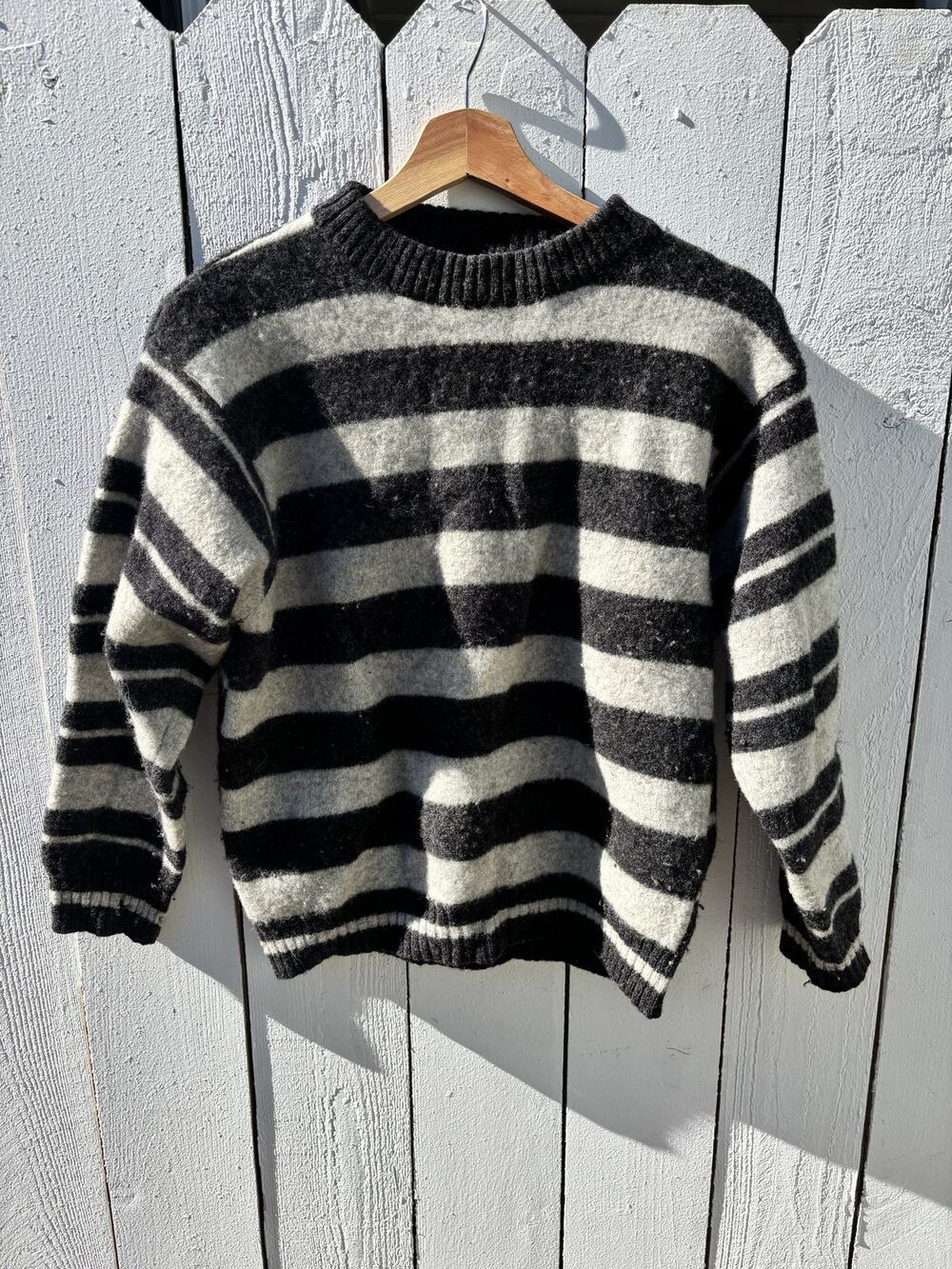 United Colors Of Benetton Shetland Wool Striped Crewneck Sweater Vintage Italy